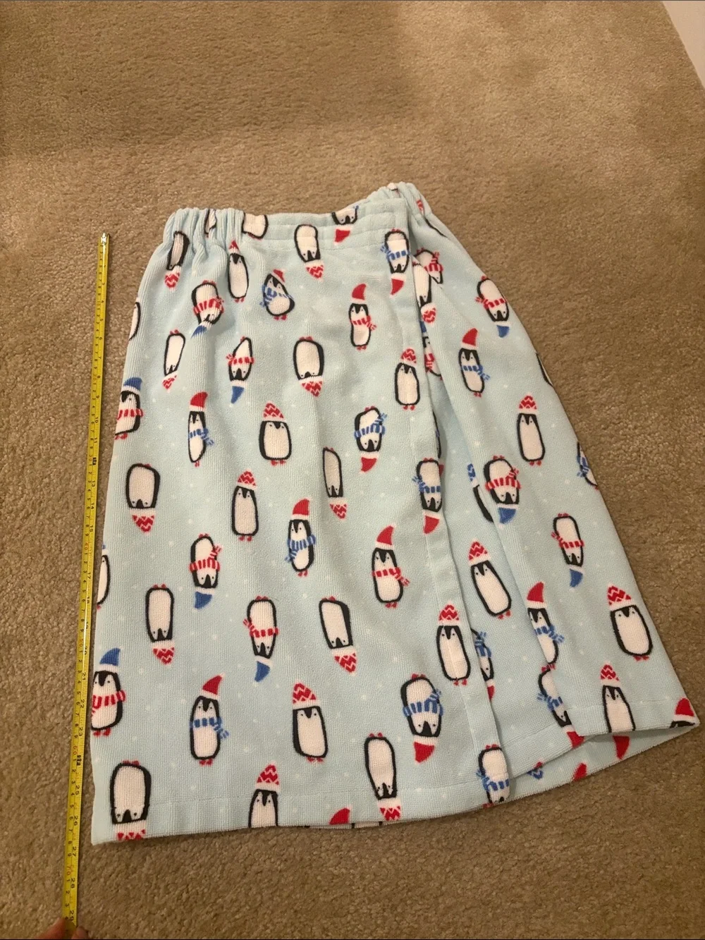 Light Blue Penguin Print Wrap Bath Towel
